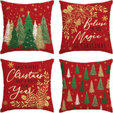 Fundas de cojín navideñas 18x18, diseño de árboles y copos