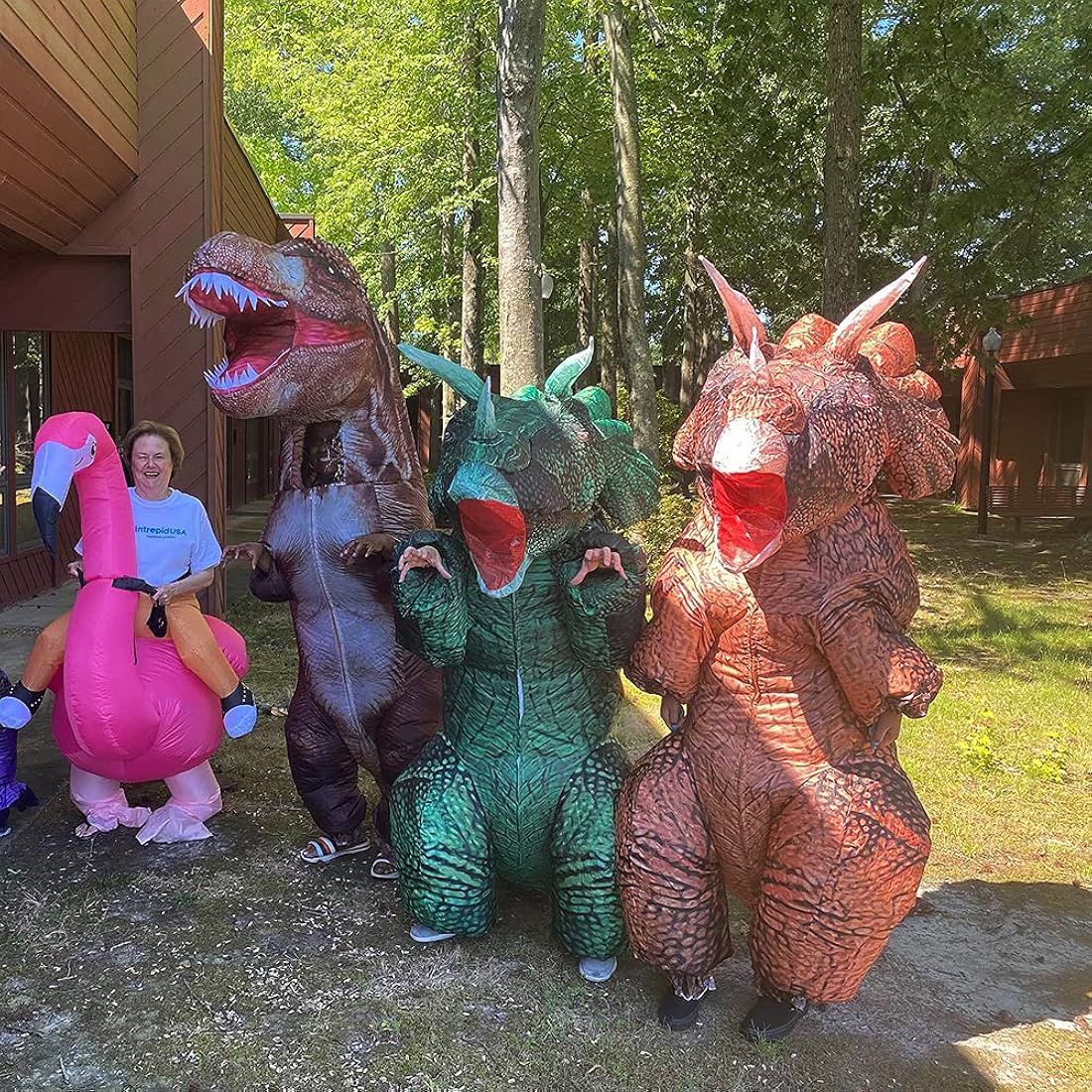 Disfraz inflable de dinosaurio de Triceratops para adultos