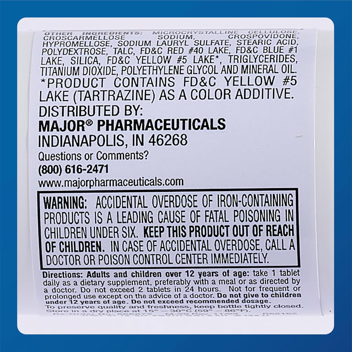 Suplemento de Hierro Ferrosulfato 325mg - Major Ferosul 100u x2
