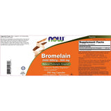 Now Bromelain 500 mg, 200 cápsulas vegetales - Piña natural, suplemento enzimático proteolítico, 2400 GDU