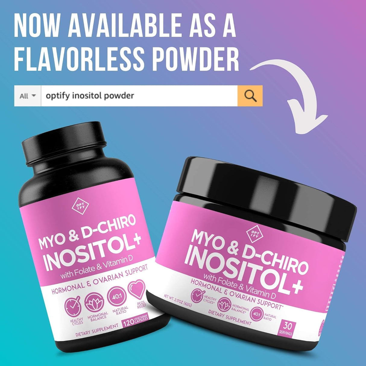 Suplemento  mio-inositol e inositol D-Chiro vitamina D