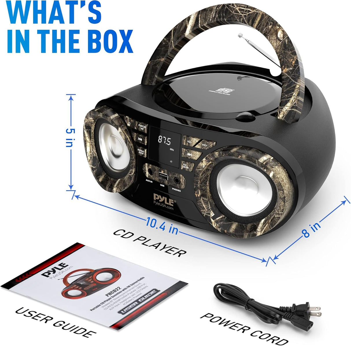 Reproductor de CD portátil Bluetooth PYLE-HOME PHCD55