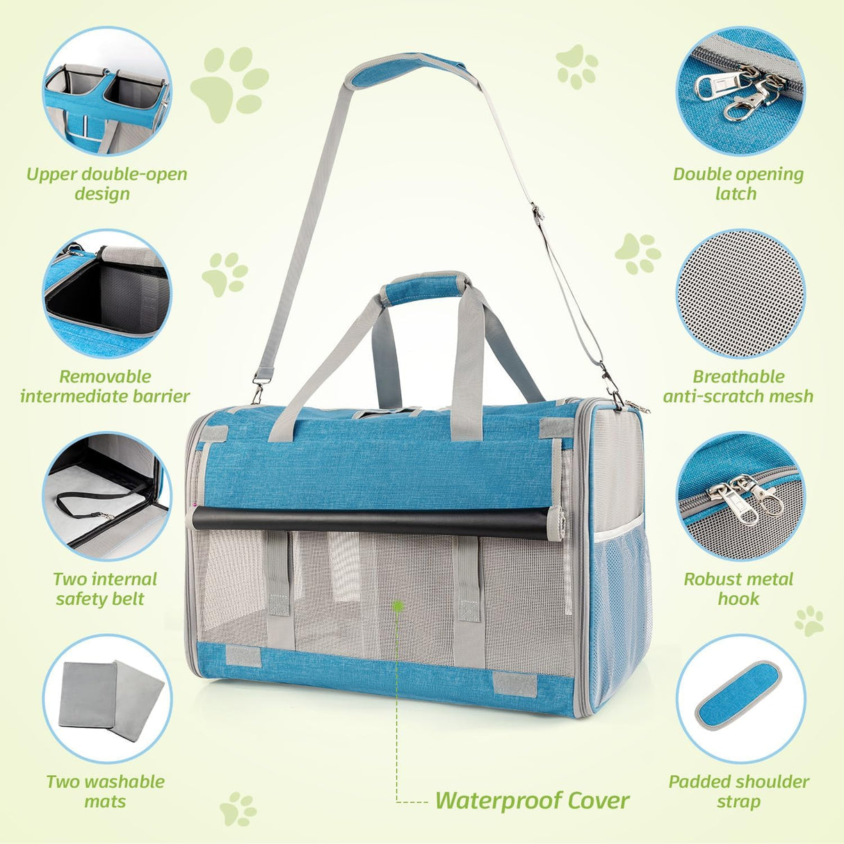 Transportadora para Gatos Sedioso, Ventilada, 2 Gatos, 38lbs