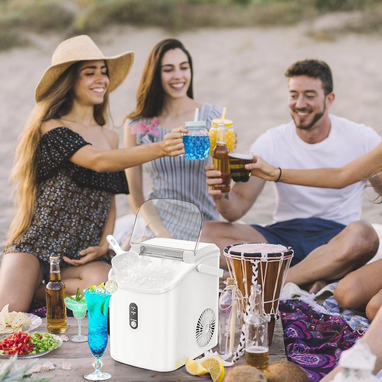 Máquina de Hielo Nugget, Portable, 34lbs/día, Auto Limpieza