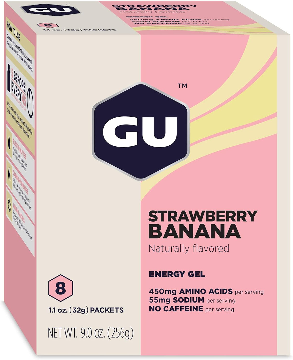 Gel Energético GU, Vegan, Sin Gluten, 8 Unidades, Fresa Plátano