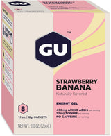 Gel Energético GU, Vegan, Sin Gluten, 8 Unidades, Fresa Plátano