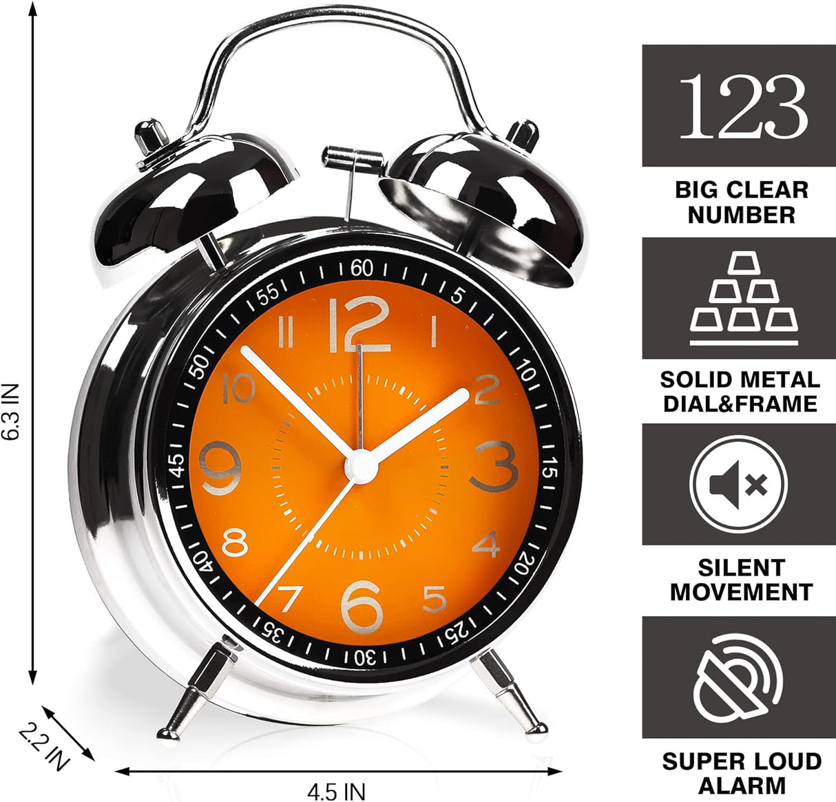 Reloj Despertador Súper Fuerte para Dormilones, Retro 4