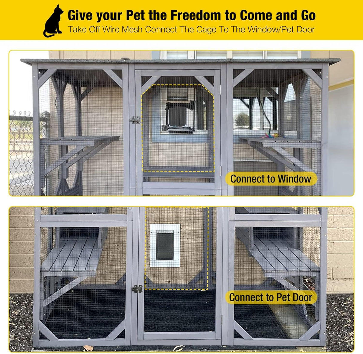 Casa para gatos Aivituvin, gran entrada, 71 pulgadas, exterior