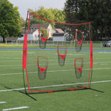 Red de lanzamiento portátil para entrenador de fútbol, 8x8 pies con 5 bolsillos