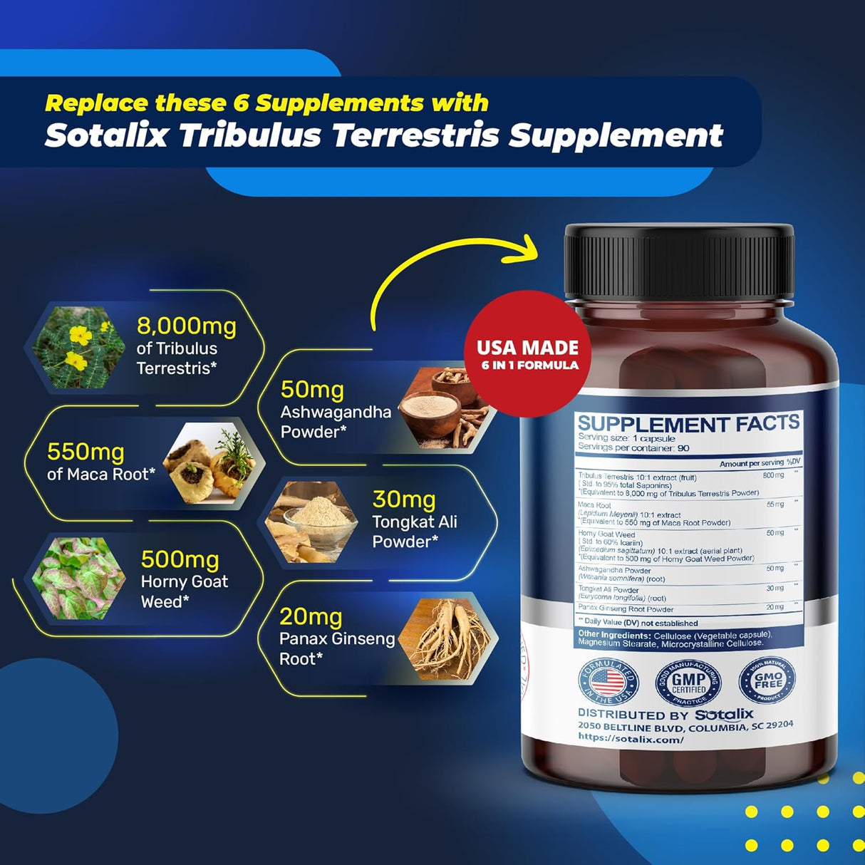 Suplementos Extracto de Tribulus Terrestris  90 unidades