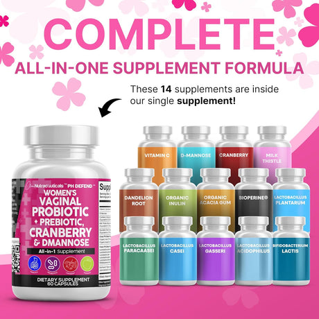 Probioticos Vaginales Clean Nutraceuticals, 60 Cápsulas