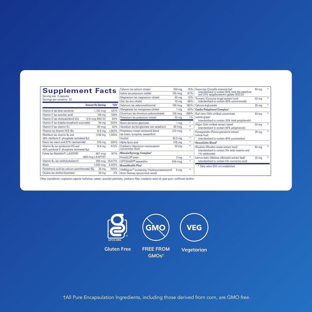 Multivitamínico Mujer 40+ Pure Encapsulations - 90 Cápsulas