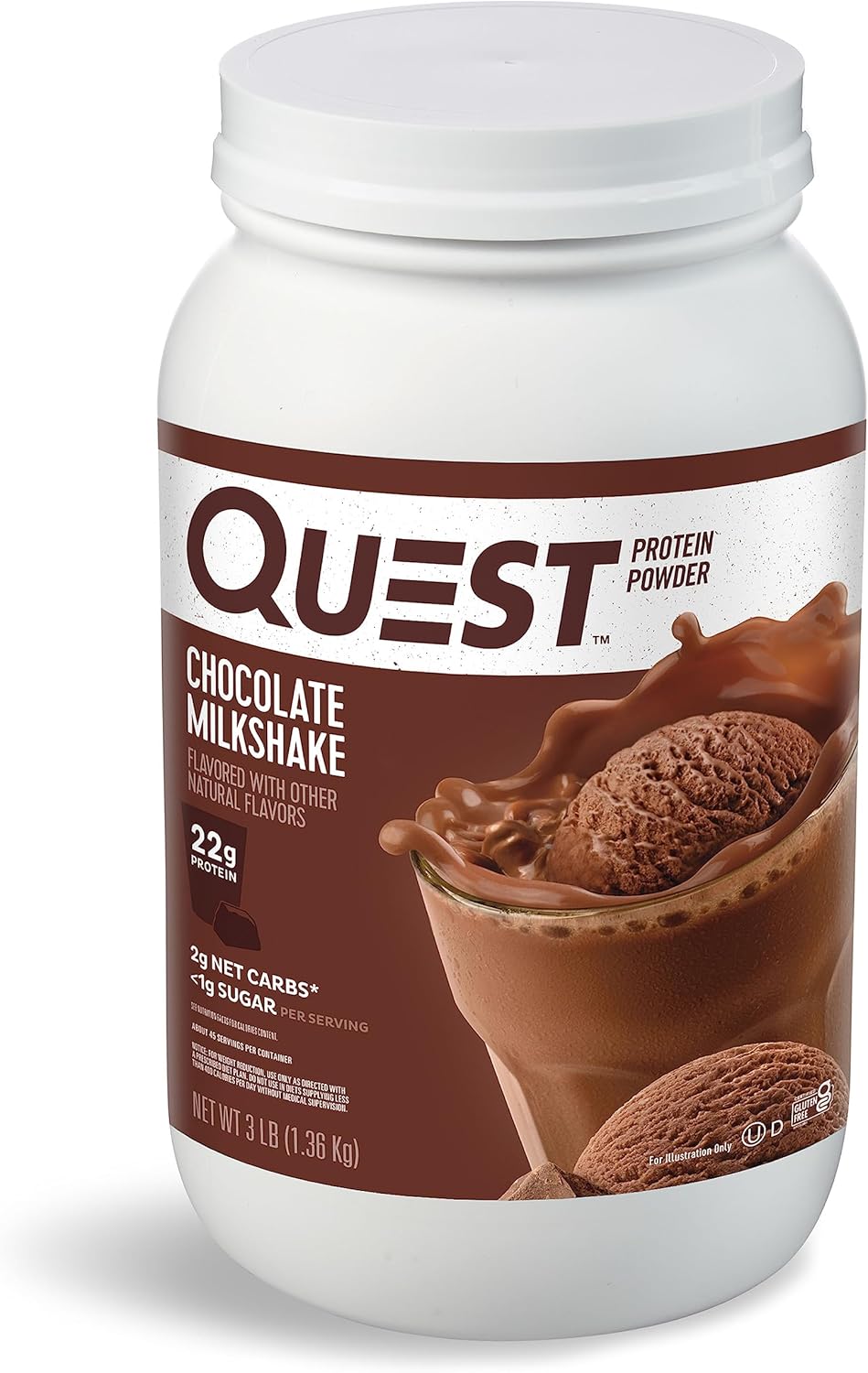 Proteína en polvo Quest, 22g proteína, 1g azúcar, 3 lb