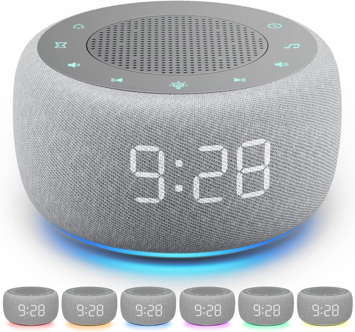 Máquina de Sonido y Reloj Despertador 2 en 1, 18 Sonidos, Luz Nocturna