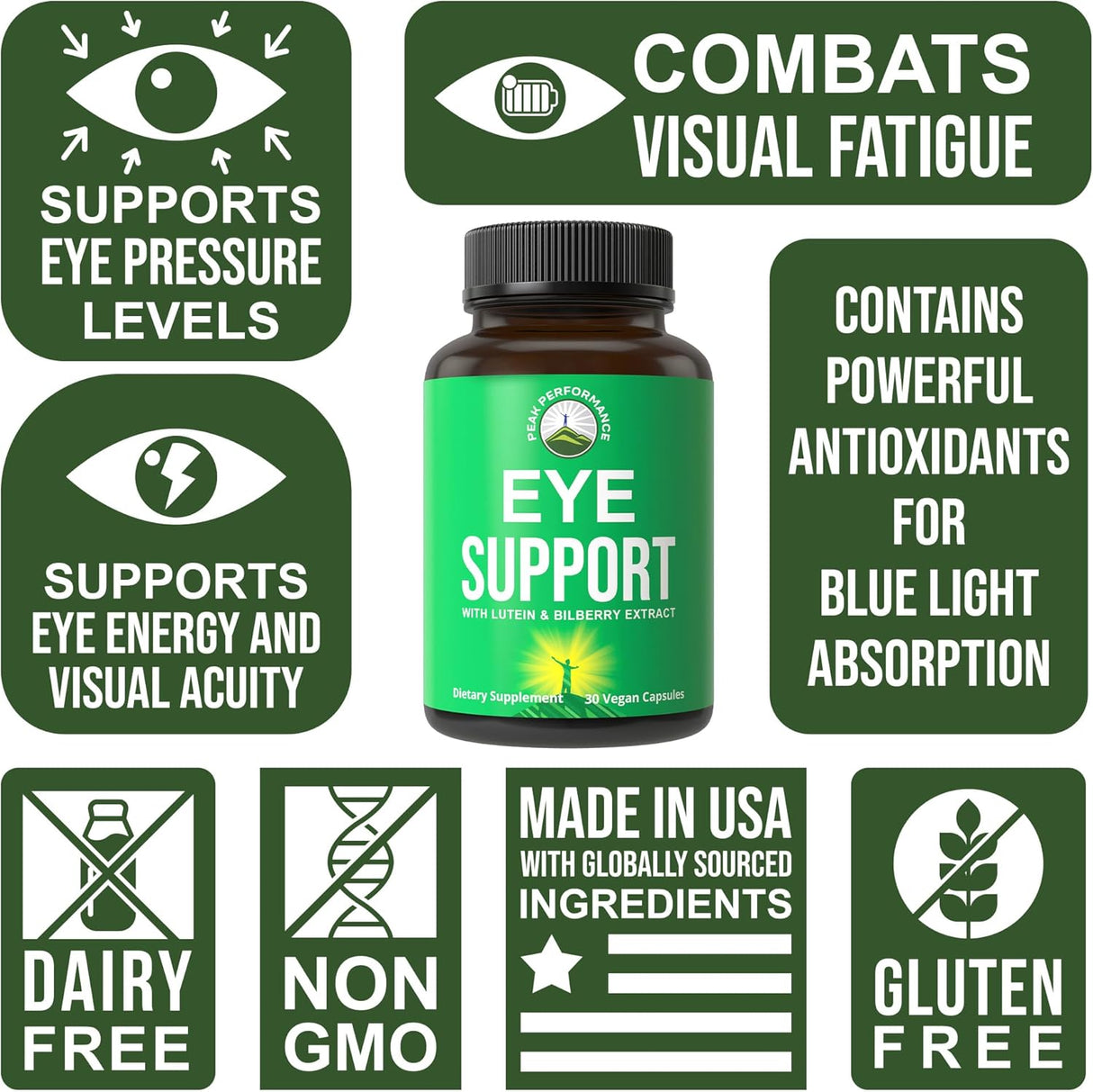 Suplemento Vitaminas para los ojos extracto de arándano 30u