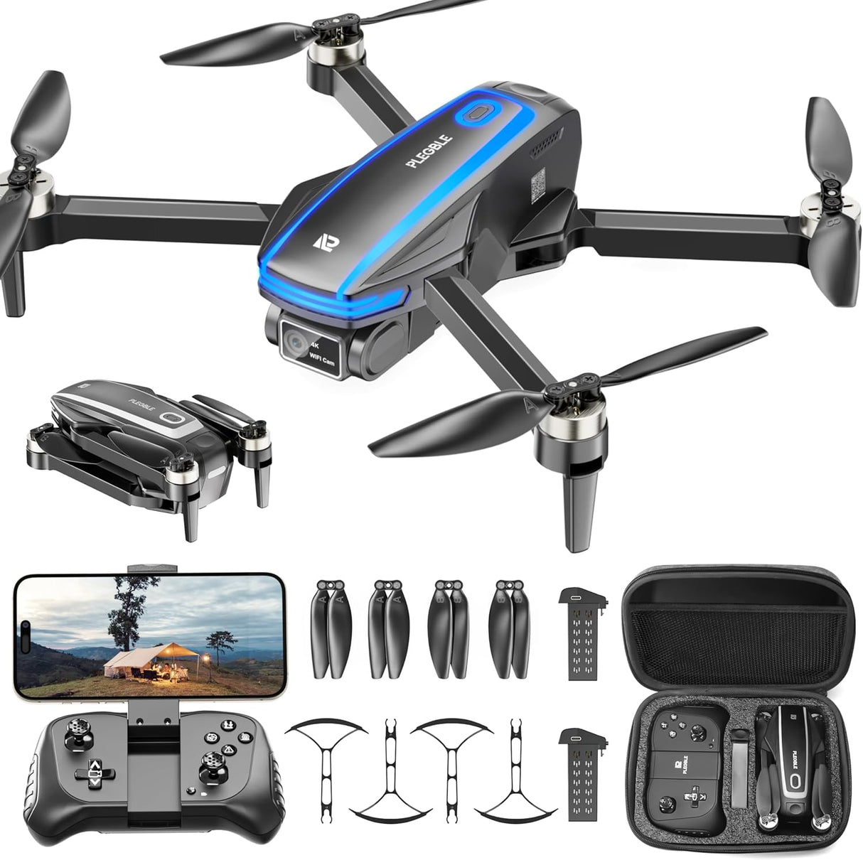 Drone con Cámara 4K, Brushless, FPV, WiFi, Voz, Regalos