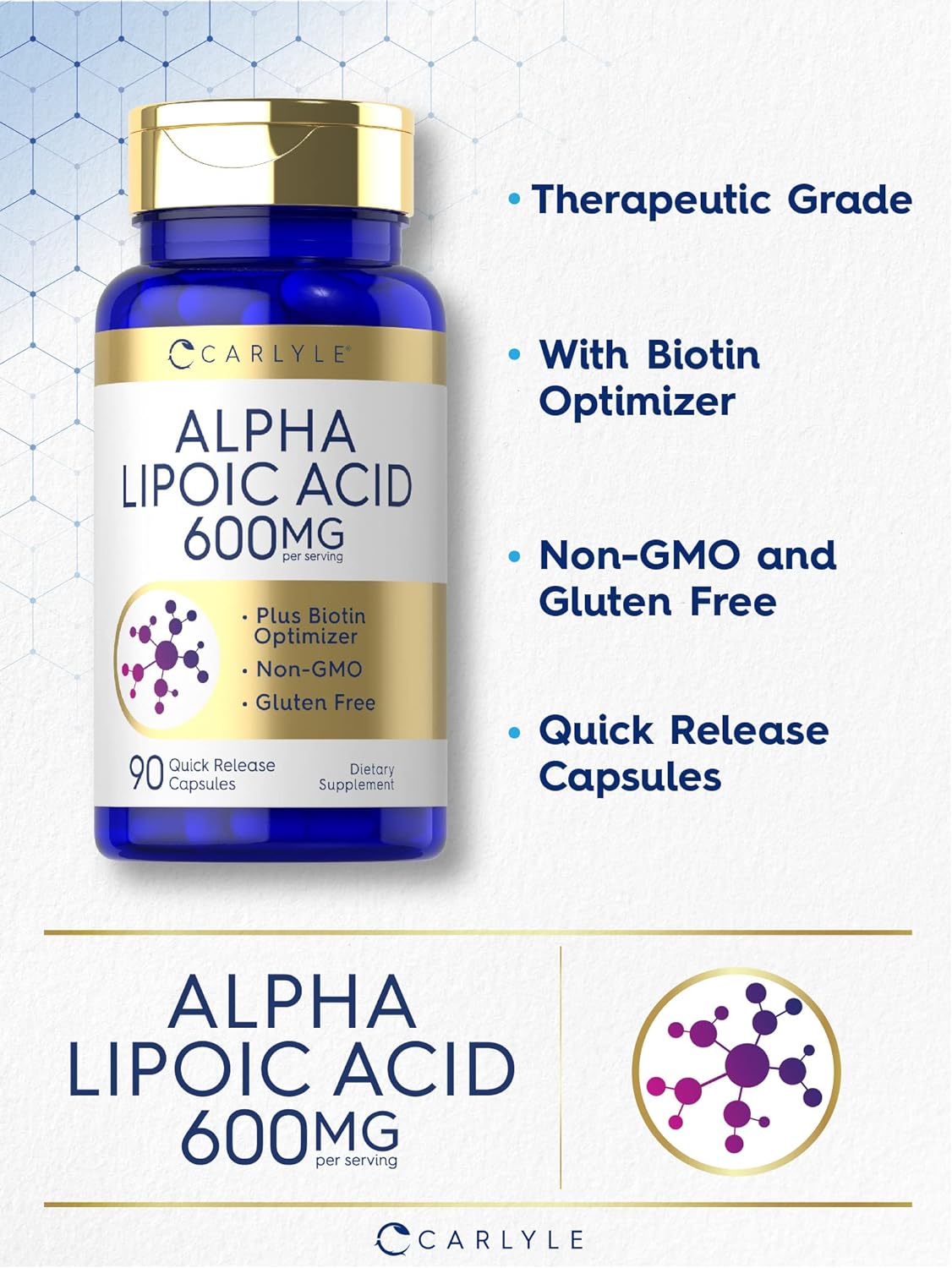 Ácido Alfa Lipoico con Biotina | No GMO Sin Gluten