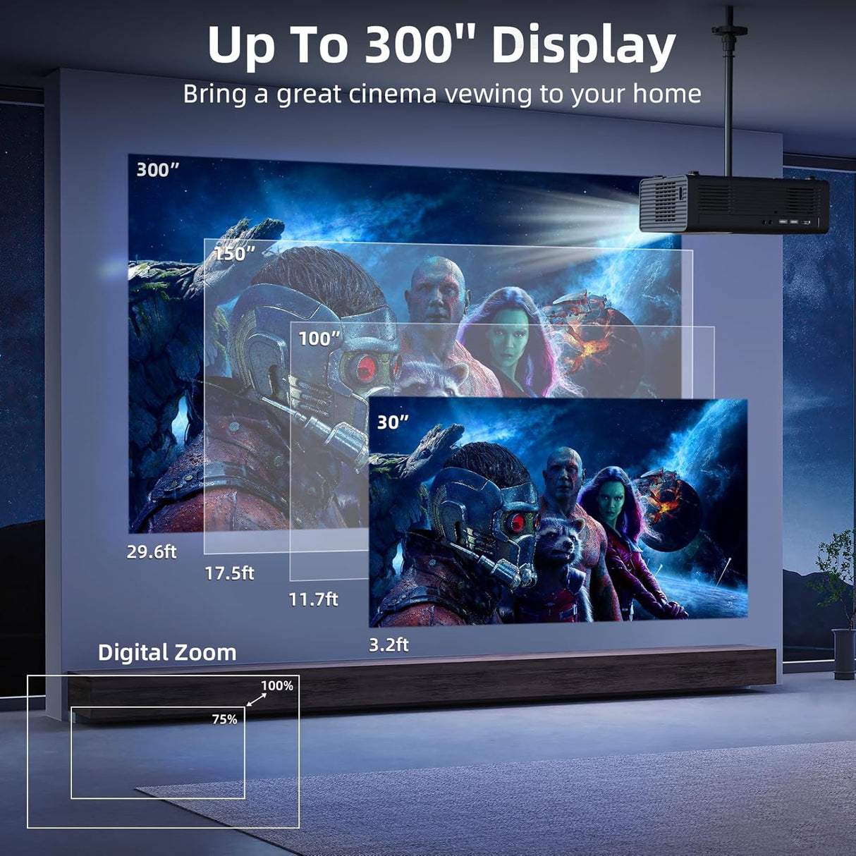 Proyector FUDONI 1080P WiFi Bluetooth 20000L para Cine en Casa