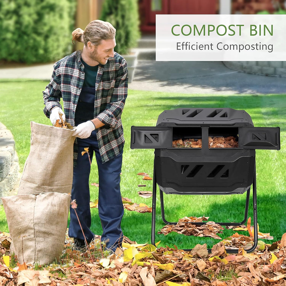Compostador Doble F2C 43 Galones, Acero, Puertas Deslizantes
