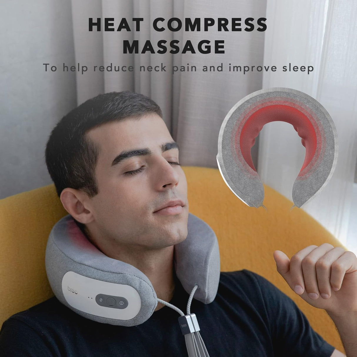 Masajeador de Cuello Breo iNeck3 Pro, Shiatsu, Calor, Portátil