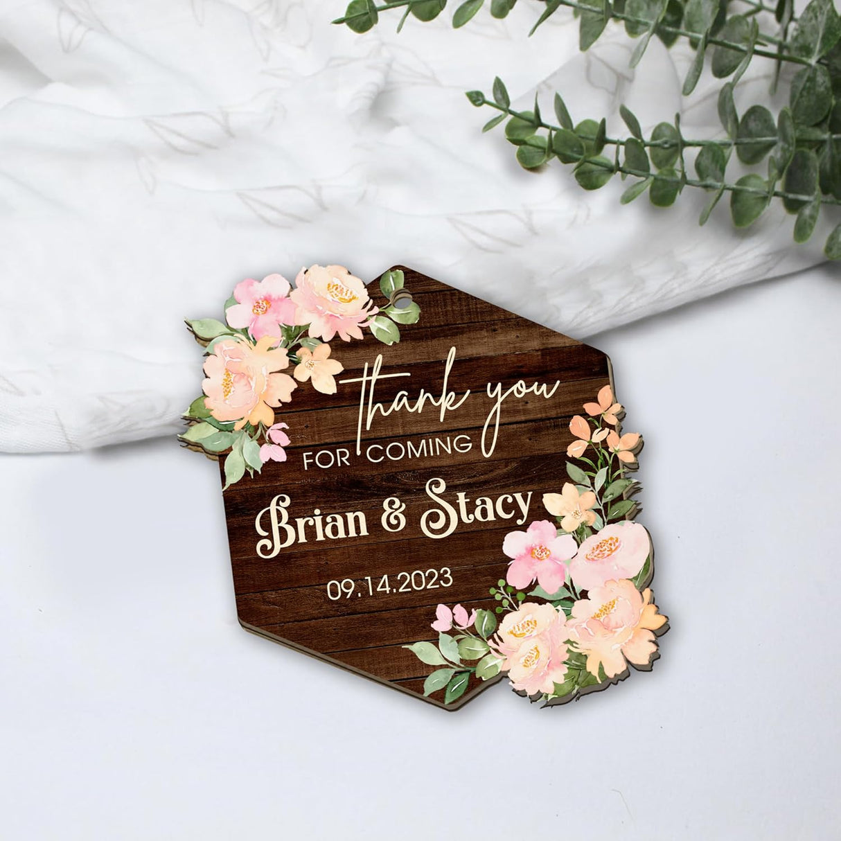 Adornos de Agradecimiento Personalizados para Bodas y Duchas Nupciales