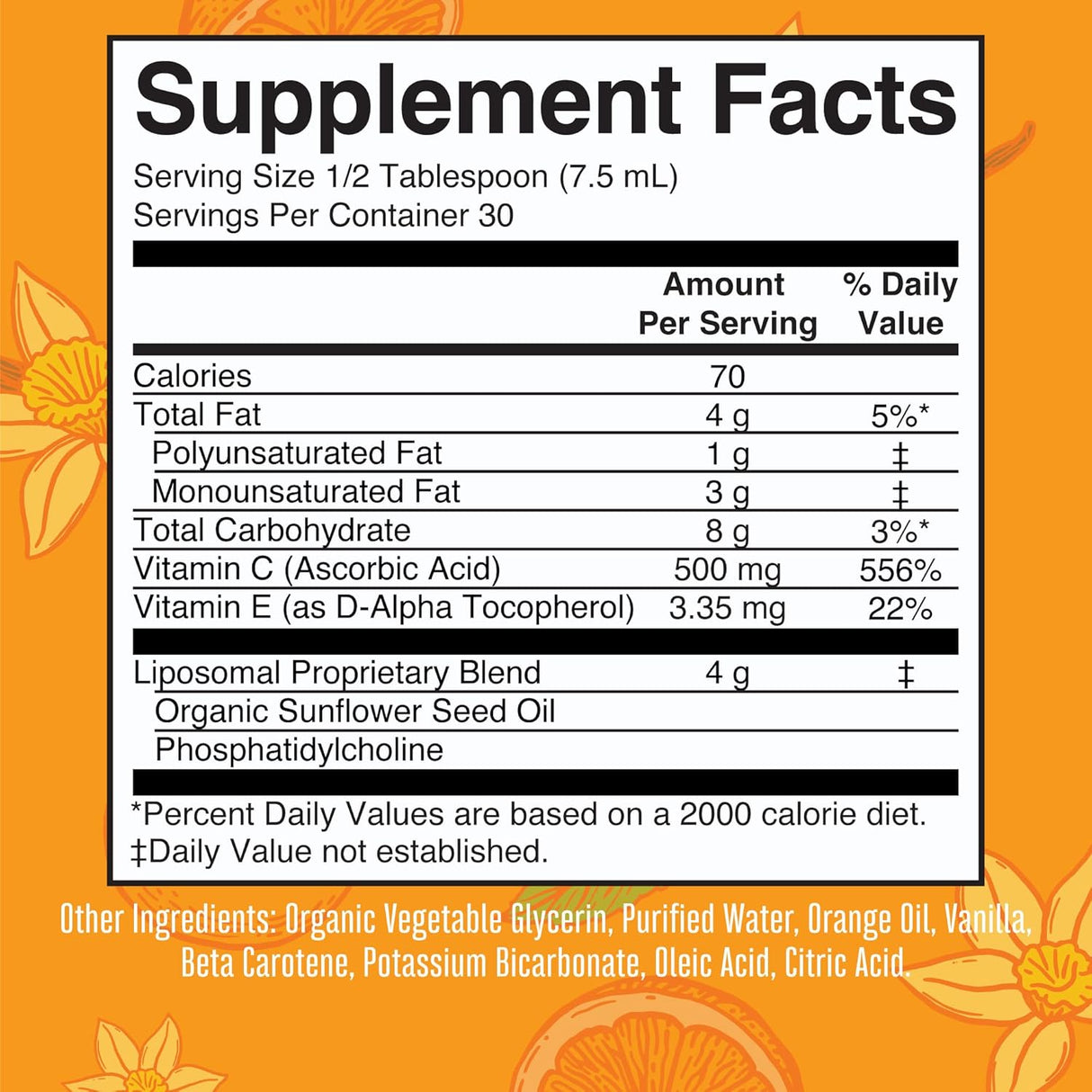 Suplementos Liposomal líquido de vitamina C  500 mg  líquida