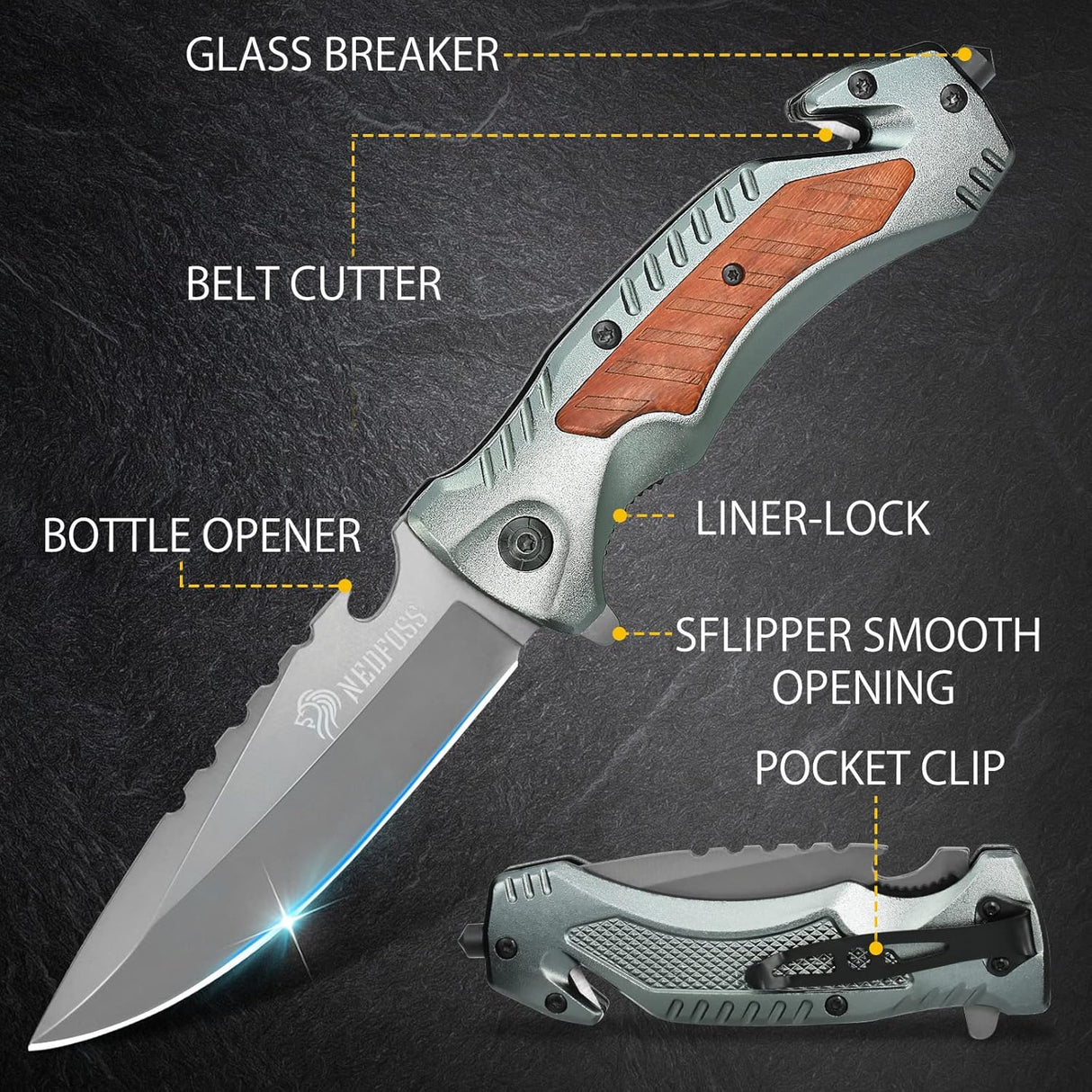 Cuchillo de bolsillo de supervivenciade para hombres