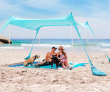 Tienda de playa con protección UPF50+, incluye accesorios
