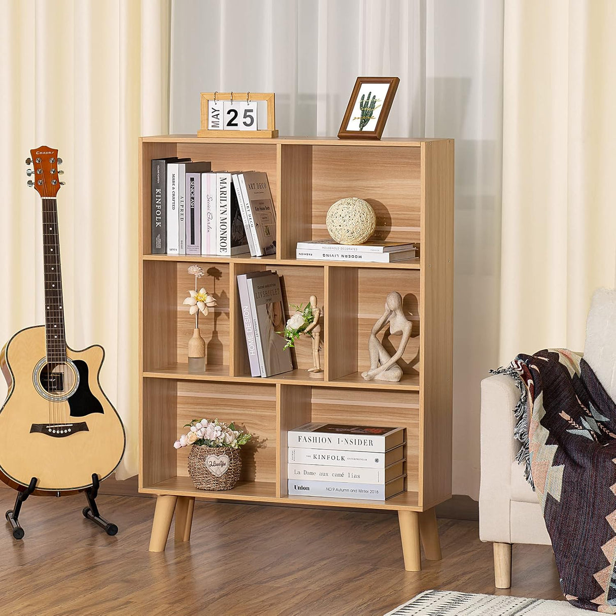 Estantería de madera LEYAOYAO, 3 niveles, moderna y abierta