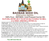Aceite de Semilla de Baobab Africano 100% Puro Natural Refinado