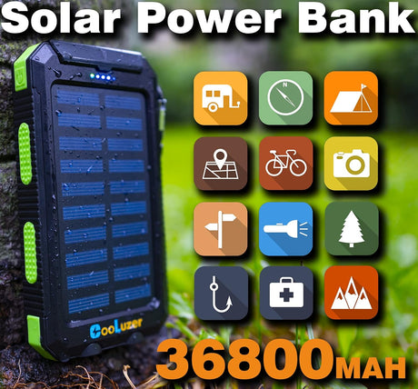 Cargador solar de 36800 mAh con carga rápida para celular