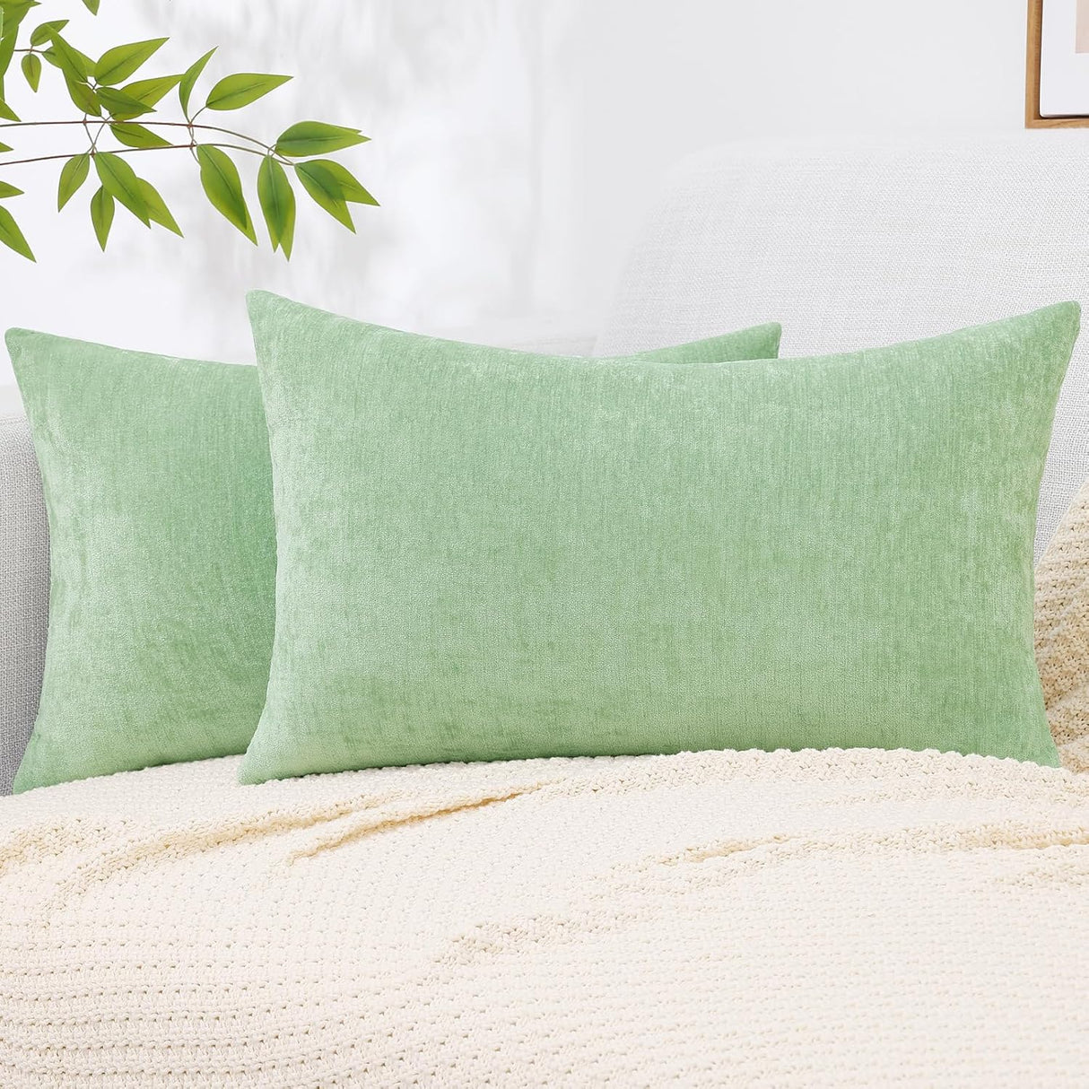 Fundas de Cojín Decorativas decorUhome 12x20, Chenilla Suave