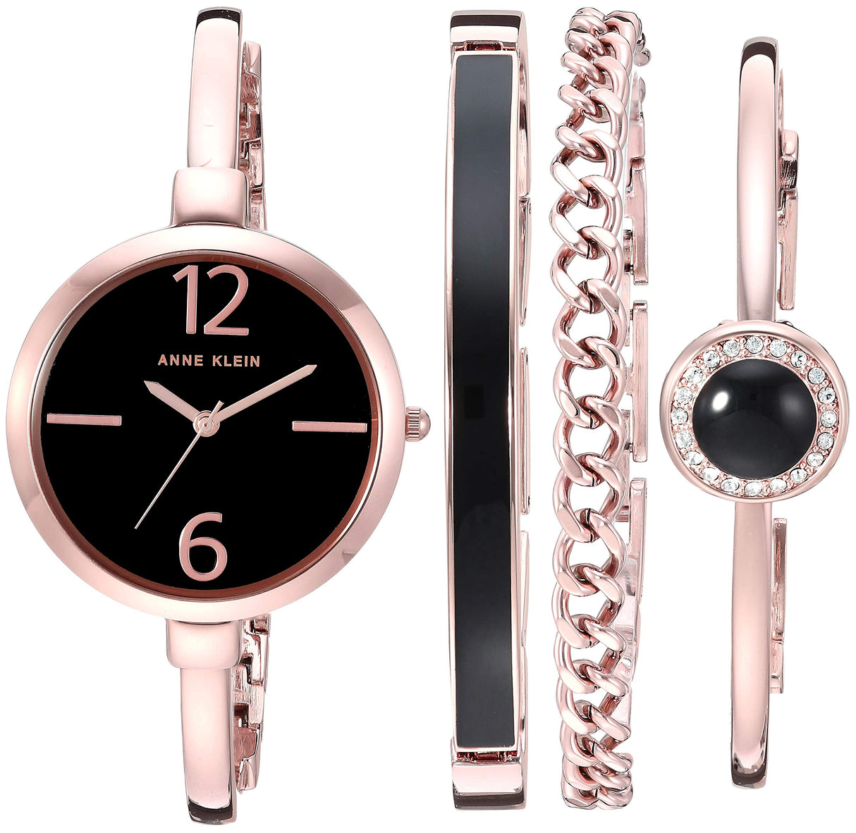 Conjunto de reloj y brazalete con brazalete dorado rosa