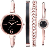 Conjunto de reloj y brazalete con brazalete dorado rosa