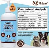 Natural Dog Company Aceite de pescado salvaje de Alaska para perros y gatos (16 onzas), mezcla de salmón salvaje y aceite de abadejo, Omega 3 EPA y DHA, reduce el desprendimiento, nutre la piel, el