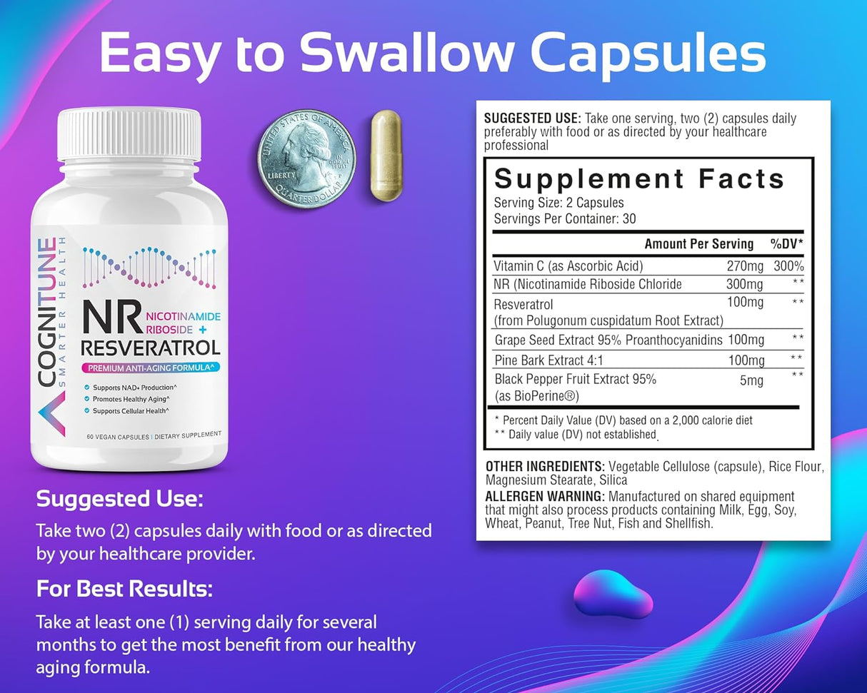 Suplemento NMN + resveratrol potenciador de ADN y salud