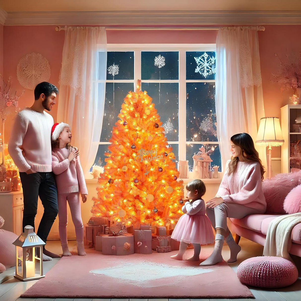 Árbol de Navidad Artificial 6FT con Luces Cálidas, Premium, Modelo 800