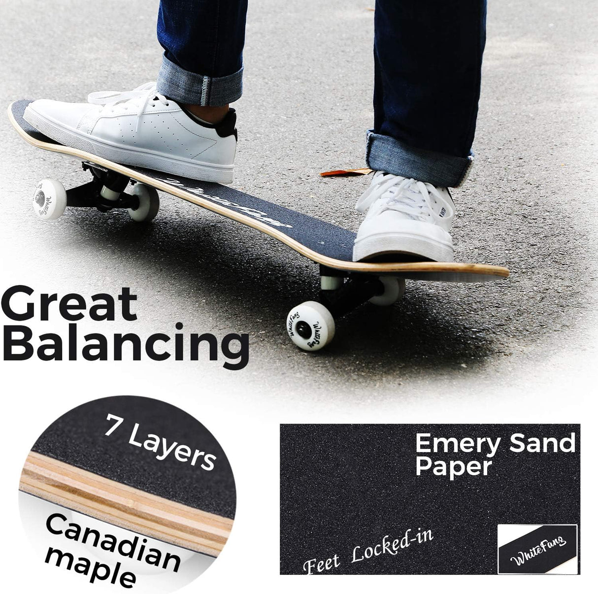 Patineta Completa 31 x 7.88, 7 Capas de Arce, Doble Kick
