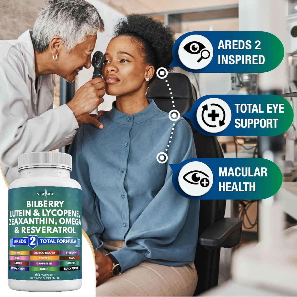 Vitaminas para la Salud Ocular con Arándano y Luteína