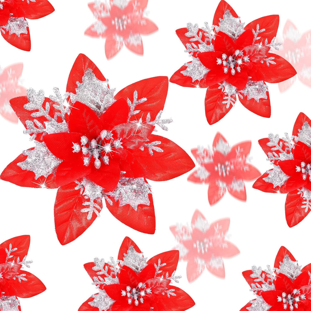 Flores Poinsettia Artificiales, Decoración Navidad, 36 Pcs
