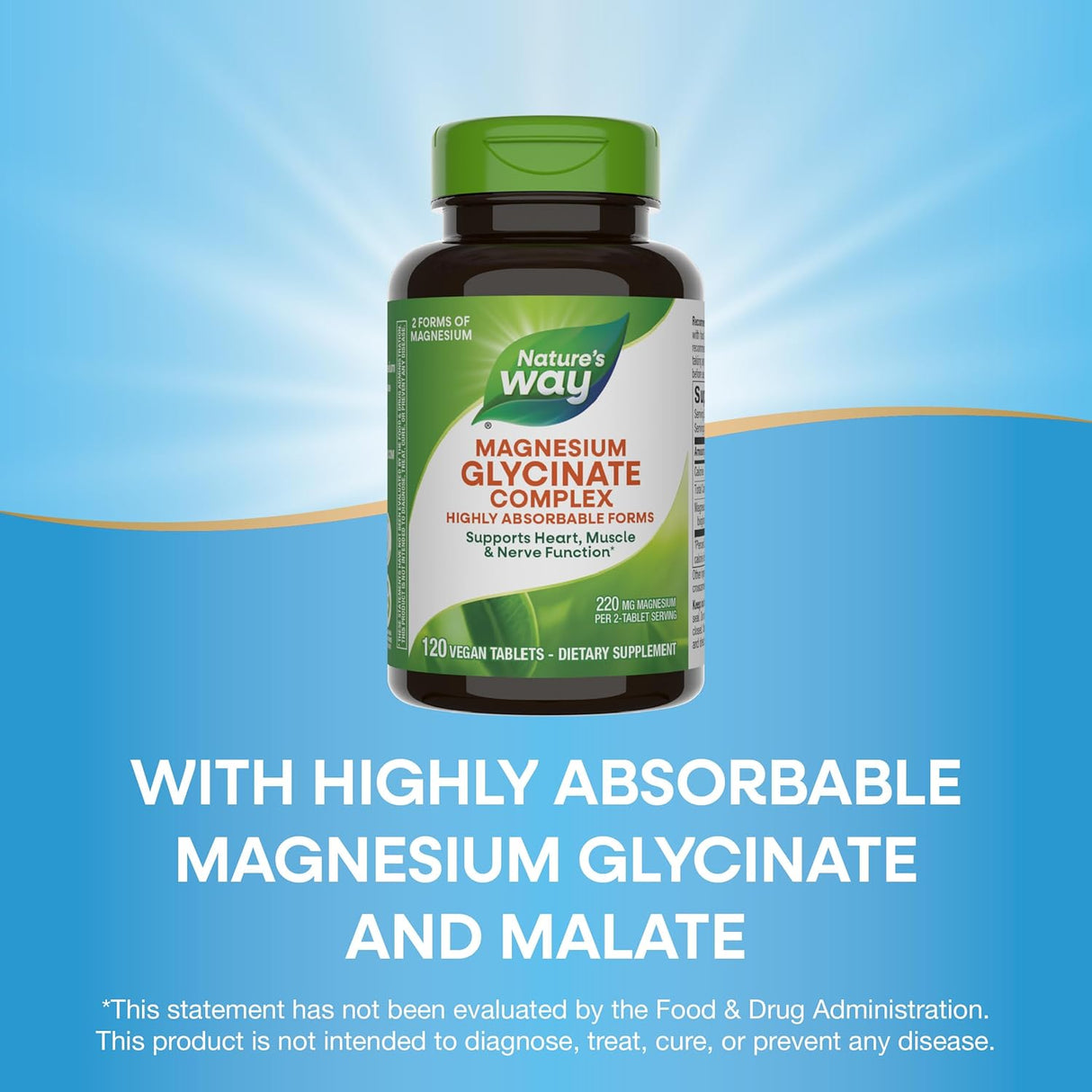 Nature's Way Magnesio Glicinato Complejo, 220 mg, 120 cápsulas