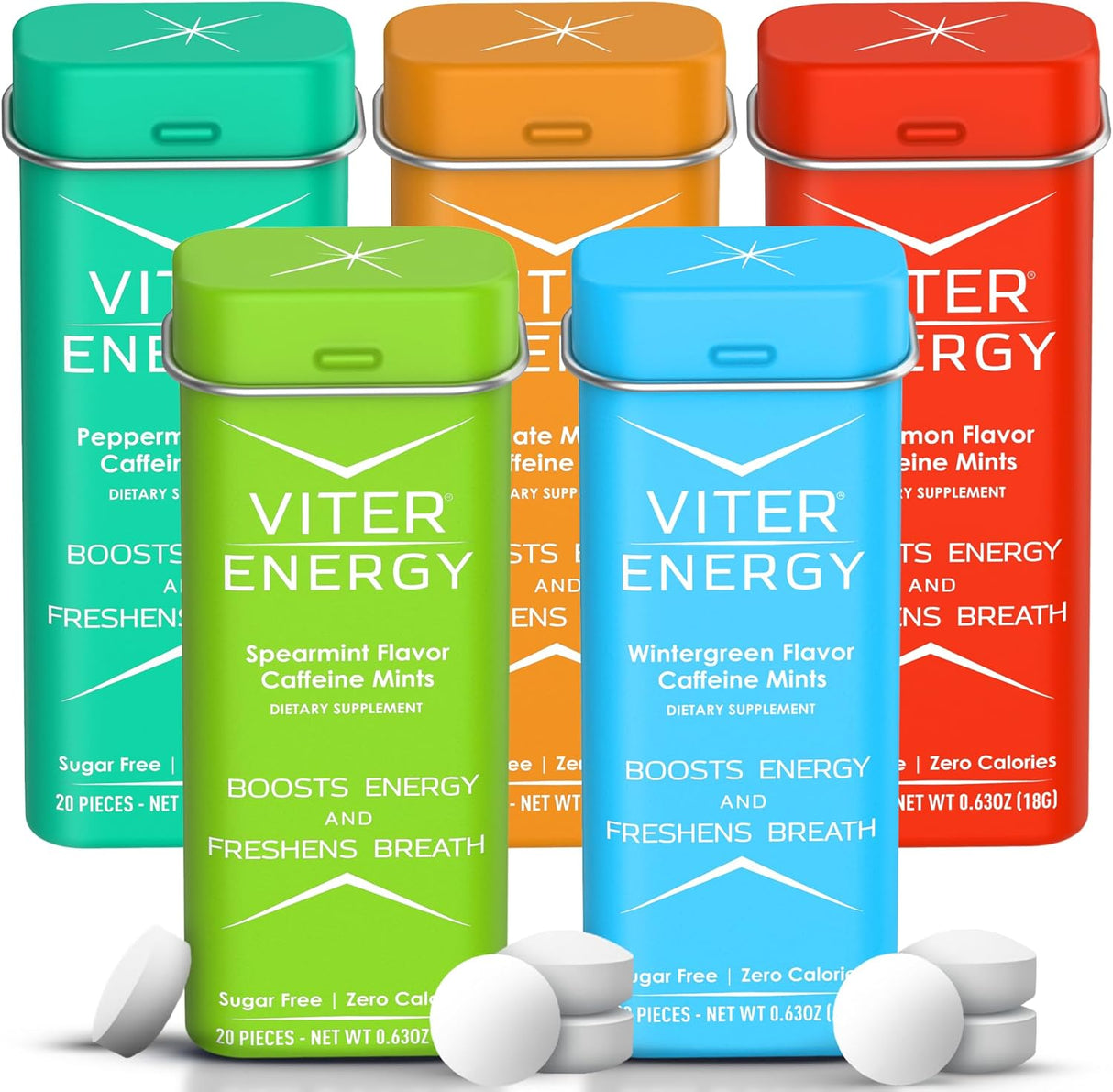Mentas Viter Energy 40mg Cafeína, Sin Azúcar, 100pcs Total
