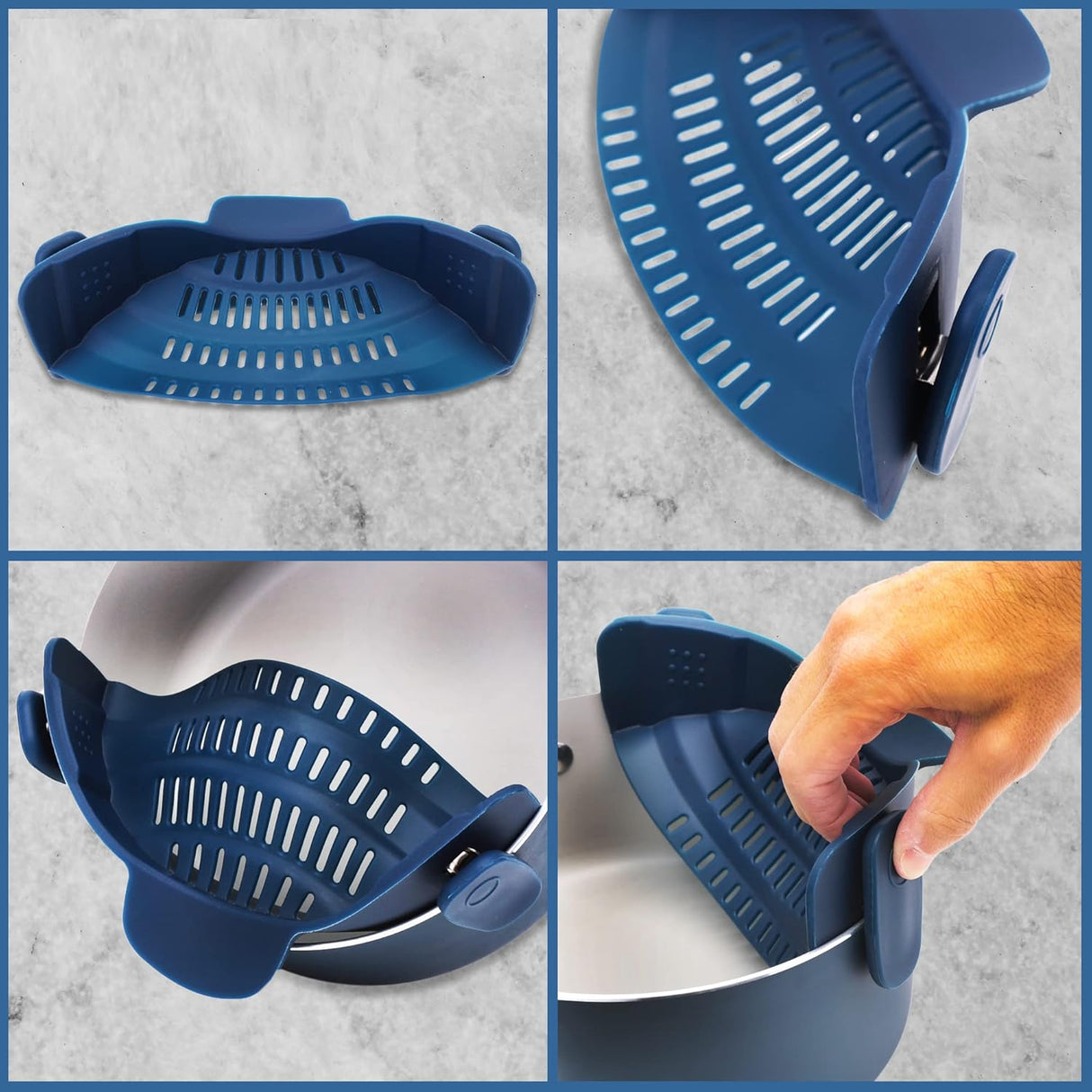 Colador de silicona con clip azul NutriChef NCCW14SBLUSDRA