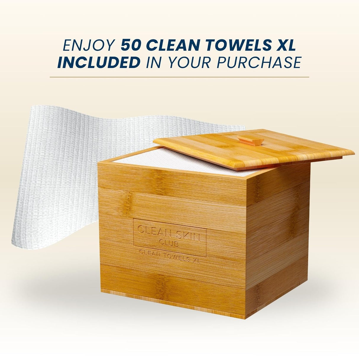Caja de bambú con funda y toallas faciales CLEAN SKIN CLUB