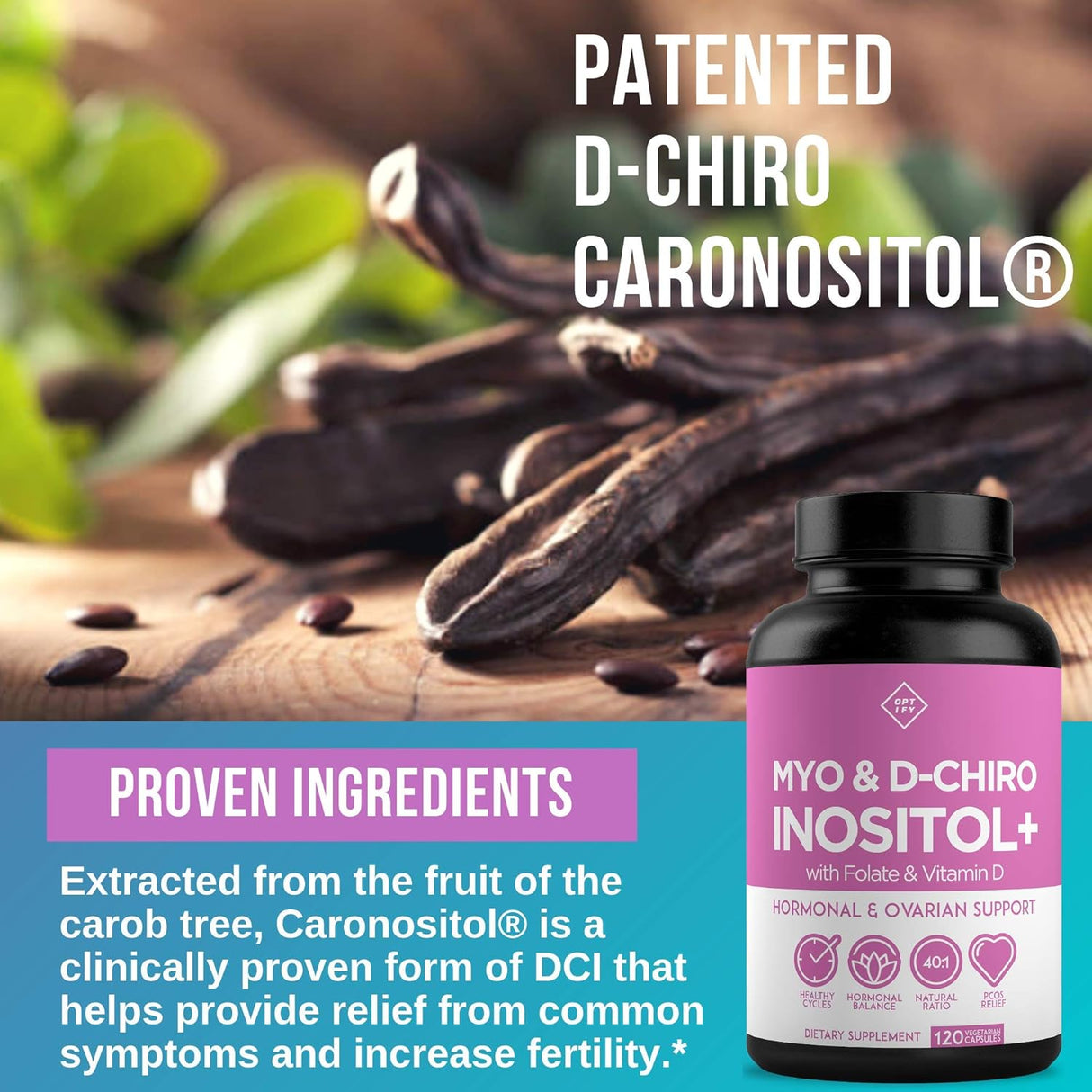 Suplemento  mio-inositol e inositol D-Chiro vitamina D