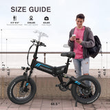 Bicicleta Eléctrica TotGuard 500W, Plegable, 20 Fat Tire