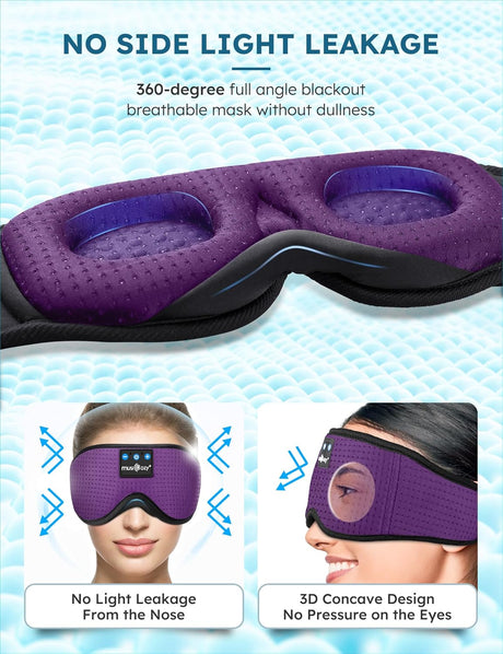 Máscara de Sueño con Auriculares MUSICOZY, 3D, Inalámbrica