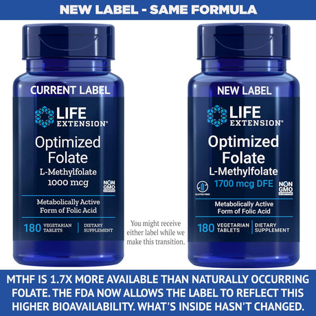 Suplemento Life Extension Folato optimizado (L-metilfolato)