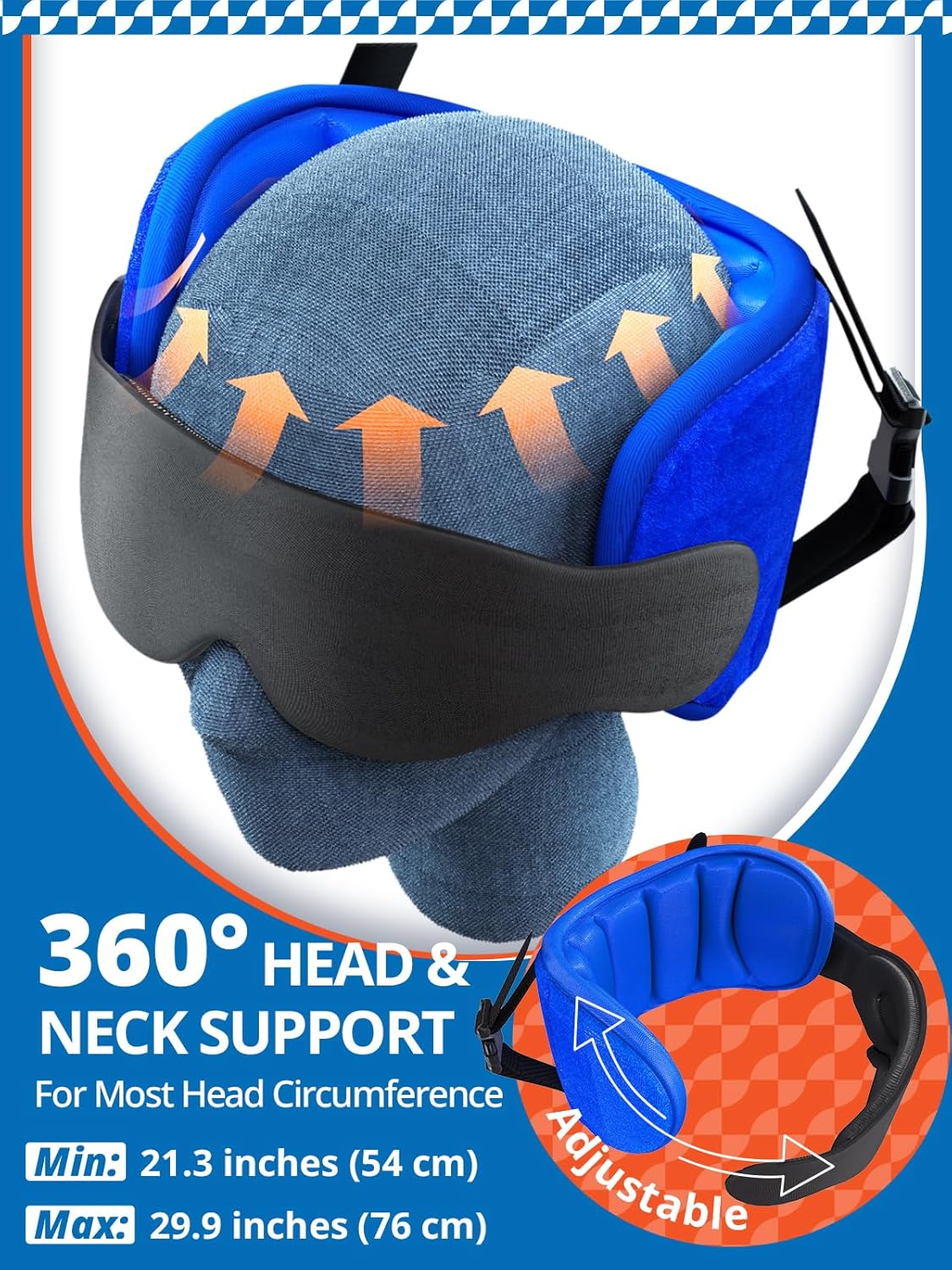 Almohada de viaje para avión, soporte 360°, con máscara, Modelo Black