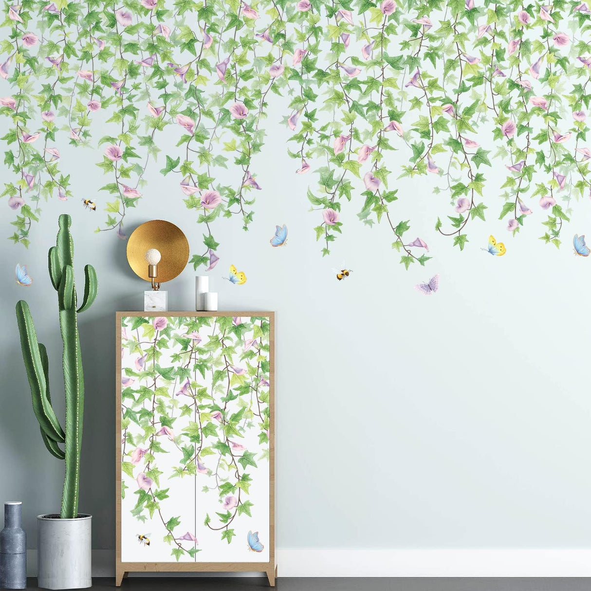 Vinilos Decorativos Flores y Mariposas - 2 PCS Murales DIY